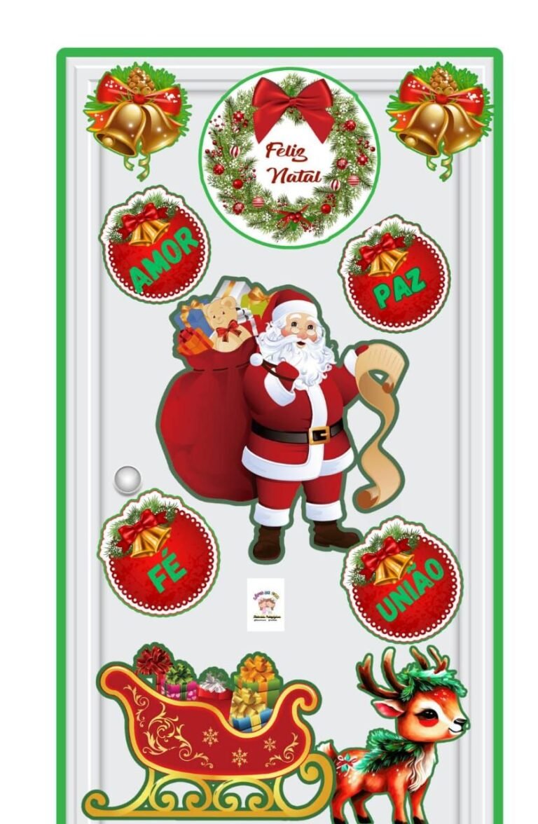 Painel de Natal para porta pdf para imprimir - Professores Mestres