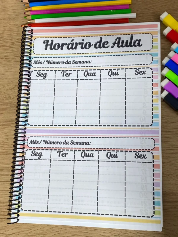 amostra caderno professora 2025 horário de aula