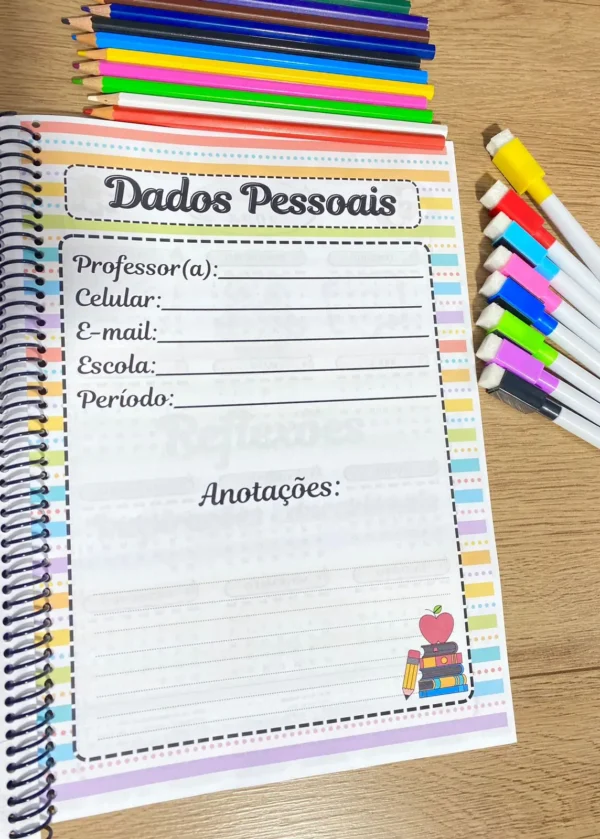 amostra caderno professora 2025 dados pessoais