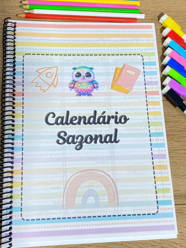 amostra caderno professora 2025 com calendário