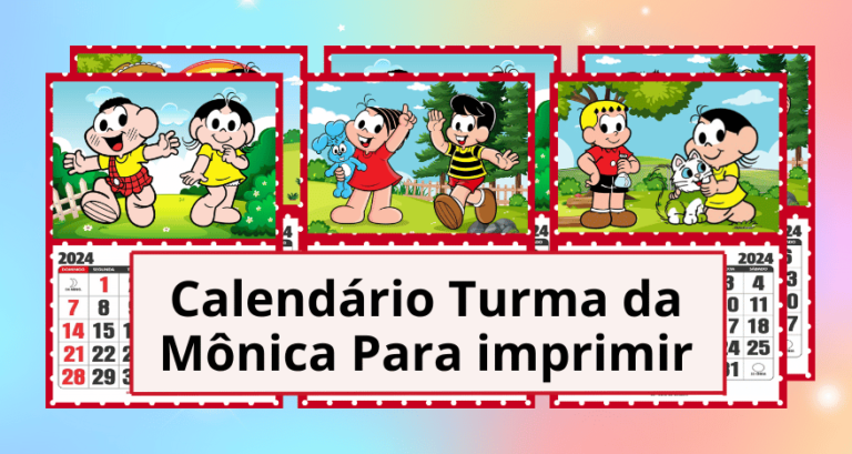 Calendário Turma Da Mônica 2024 Para Imprimir Professores Mestres 8794