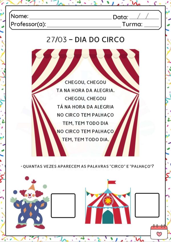 atividades dia do circo educação infantil