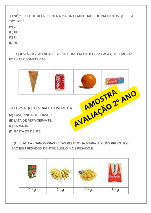 Avaliação 1º bimestre 2º ano para imprimir