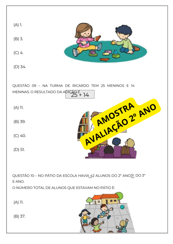 Avaliação 1º bimestre 2º ano para imprimir word