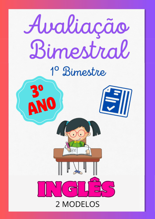 Avaliação de Inglês 3º ano 1º bimestre para imprimir