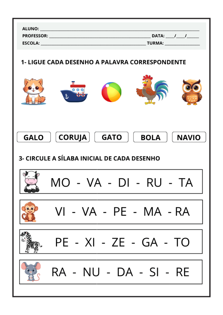 Atividades de Alfabetização 1º Ano pdf Para Imprimir