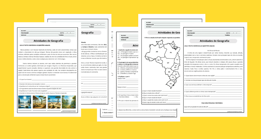 Atividades de Geografia Ensino Fundamental 6 ao 9 Ano em pdf Para Imprimir