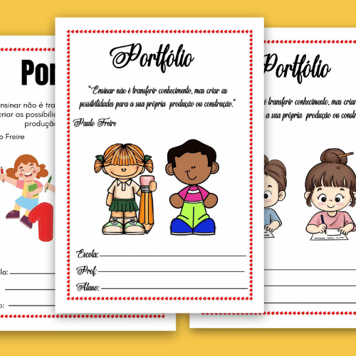 10 Capas de Portfólio Educação Infantil - Imprima Grátis