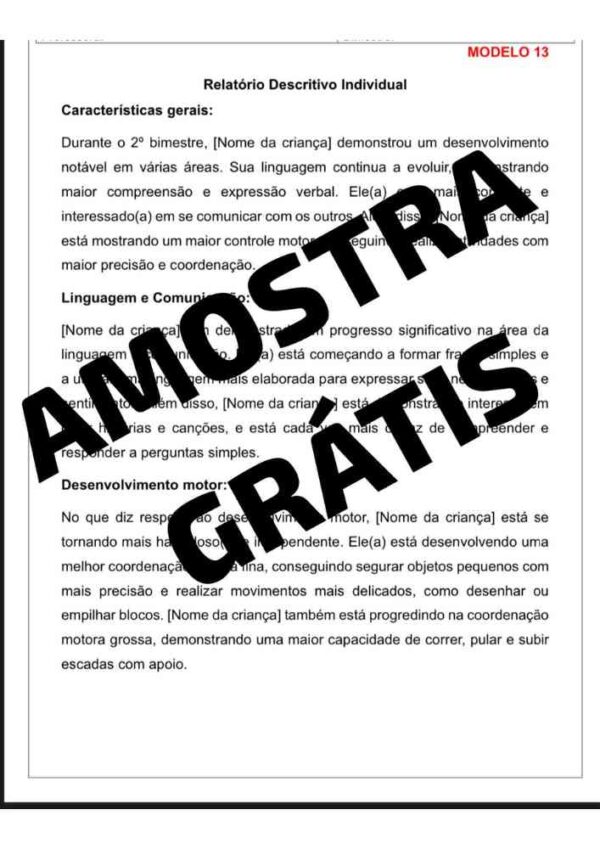 Relatório de desenvolvimento maternal 1 e 2 segundo 2º bimestre