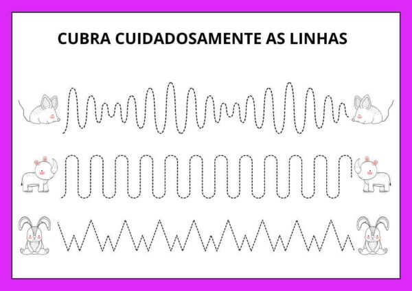 Atividades coordenação motora educação infantil Cobrir linhas