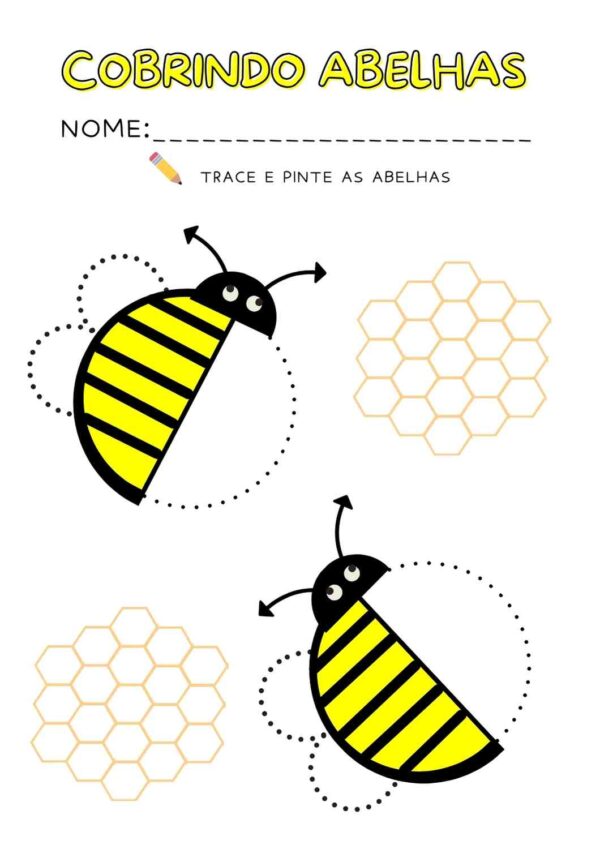 Atividade para trabalhar a coordenação motora de crianças da educação infantil com A abelhinhas