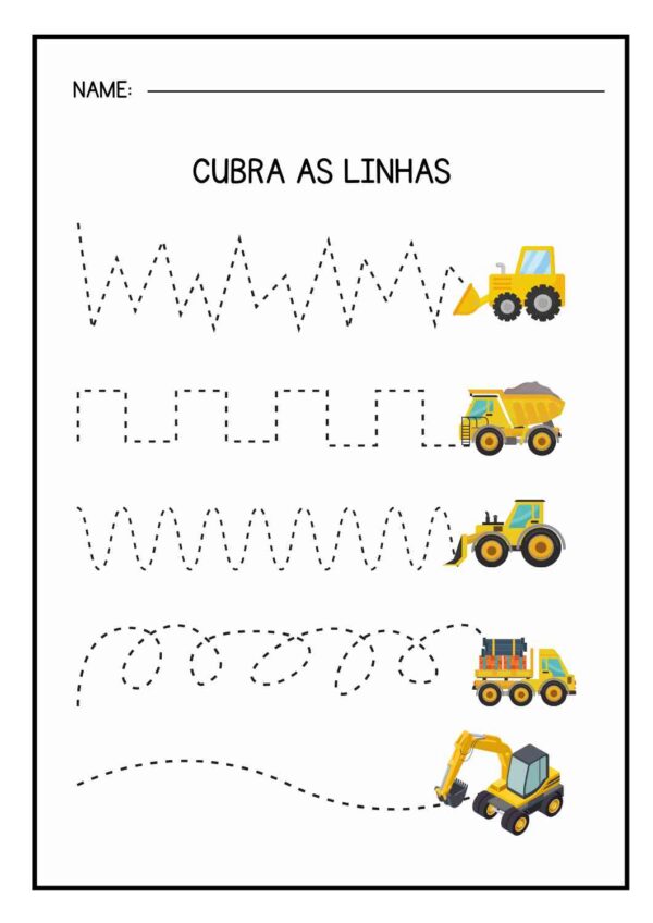 Atividade para trabalhar coordenação motora da educação infantil com caminhões