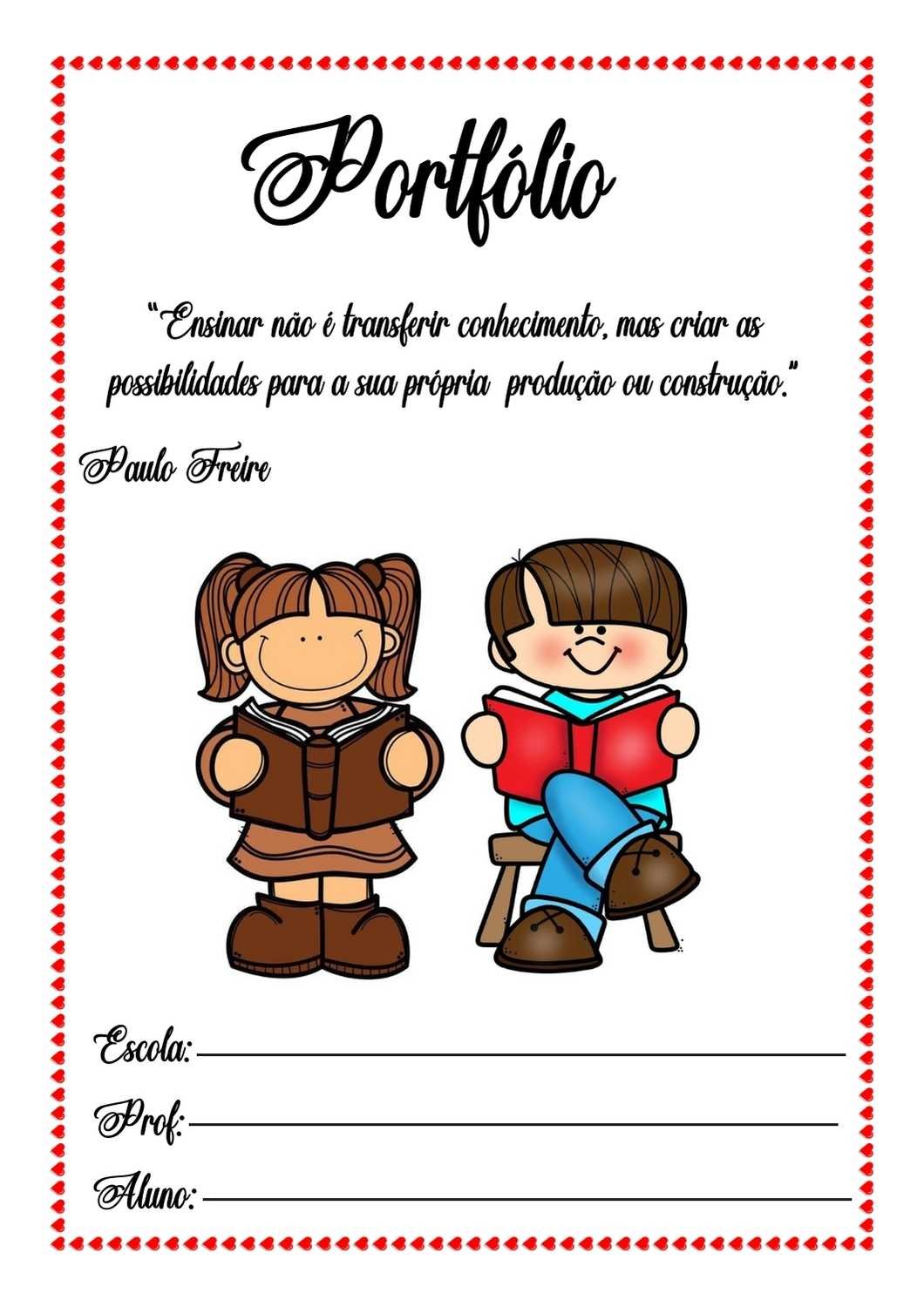 10 Capas de Portfólio Educação Infantil - Imprima Grátis
