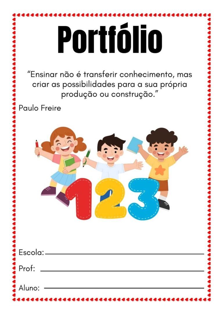 10 Capas de Portfólio Educação Infantil - Imprima Grátis