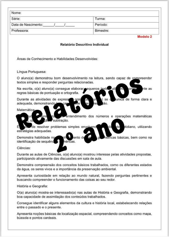 Relatório descritivo 2º ano word - 4º bimestre