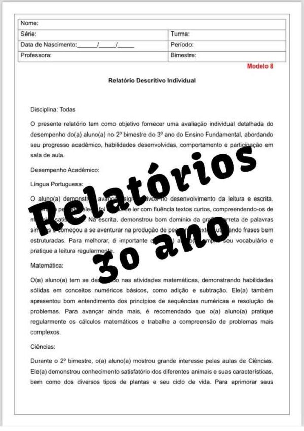 Relatório de desenvolvimento 3º ano - (2º bimestre)