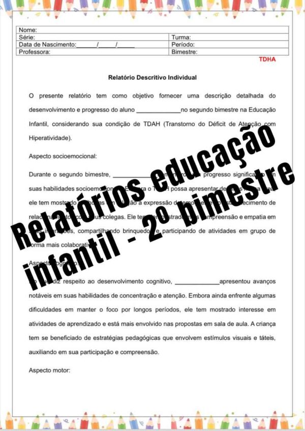 Relatório educação infantil 2º segundo o bimestre Word