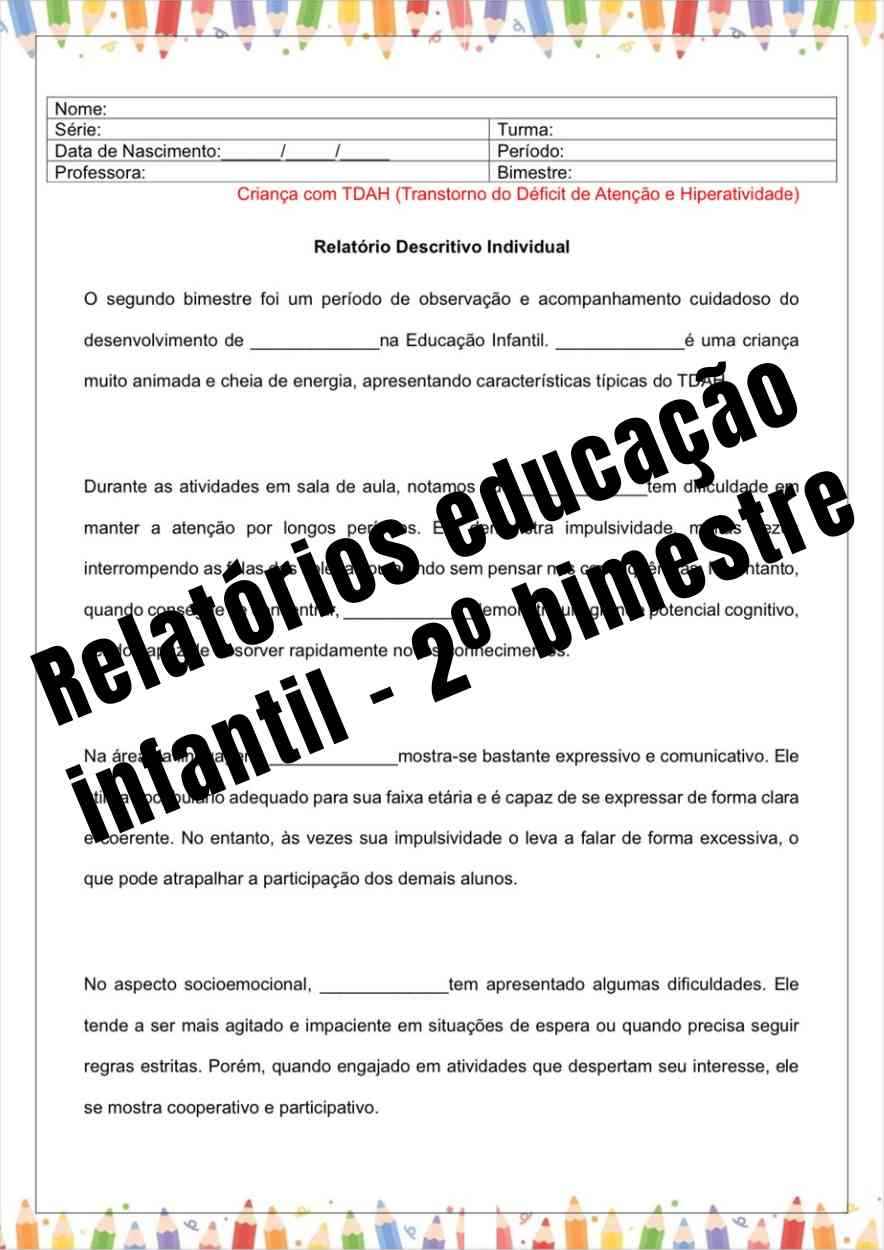 Relatório educação infantil 2º segundo bimestre