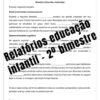 Relatório individual educação infantil 2º segundo bimestre