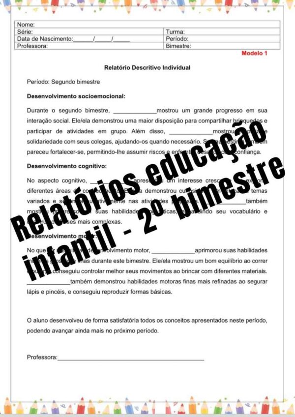 Relatório individual educação infantil 2º segundo bimestre