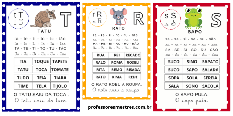 Fichas de leitura sílabas simples para imprimir