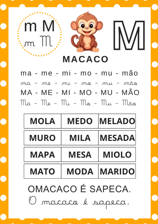 Fichas de Leitura Sílabas Simples Para Imprimir