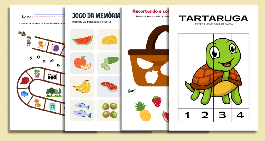 Jogos para educação especial inclusiva para imprimir