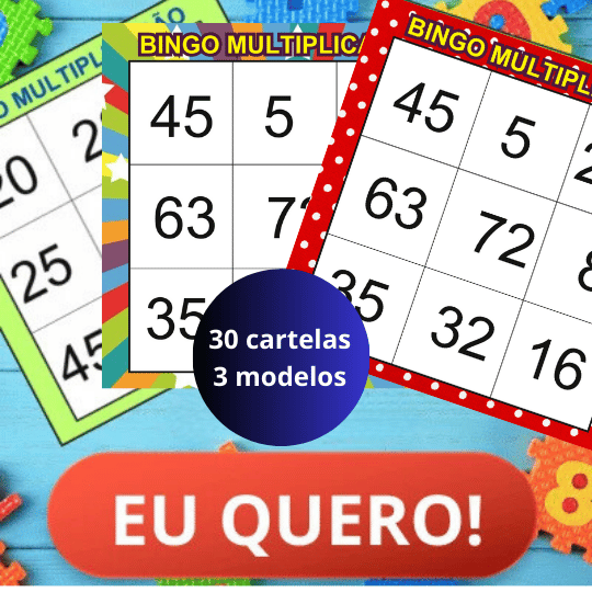 Bingo da Multiplicação Para Imprimir pdf pronto com várias cartelas e fichas