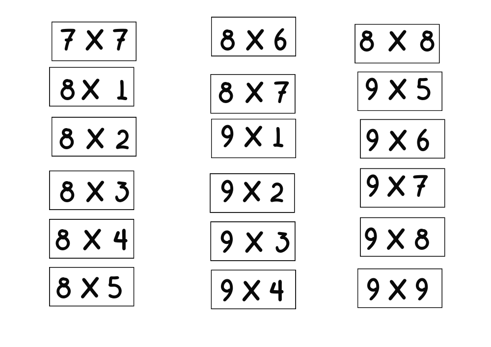 Bingo da Multiplicação Para imprimir 8