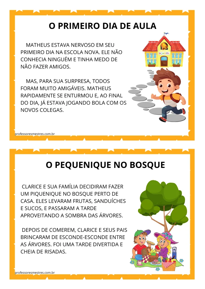 Fichas de Leitura 2º Ano Para Imprimir 1 titulo do texto: o pequenique no bosque