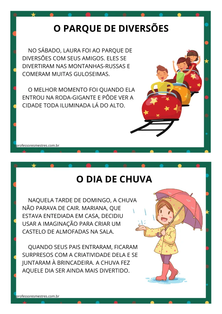 Fichas de Leitura 2º Ano Para Imprimir 6 titulo do texto o dia de chuva