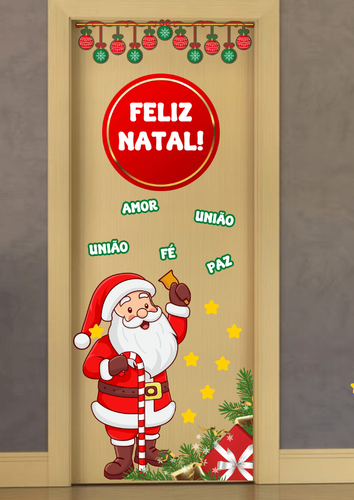 Painel porta natal imprimir com letreiro em pdf