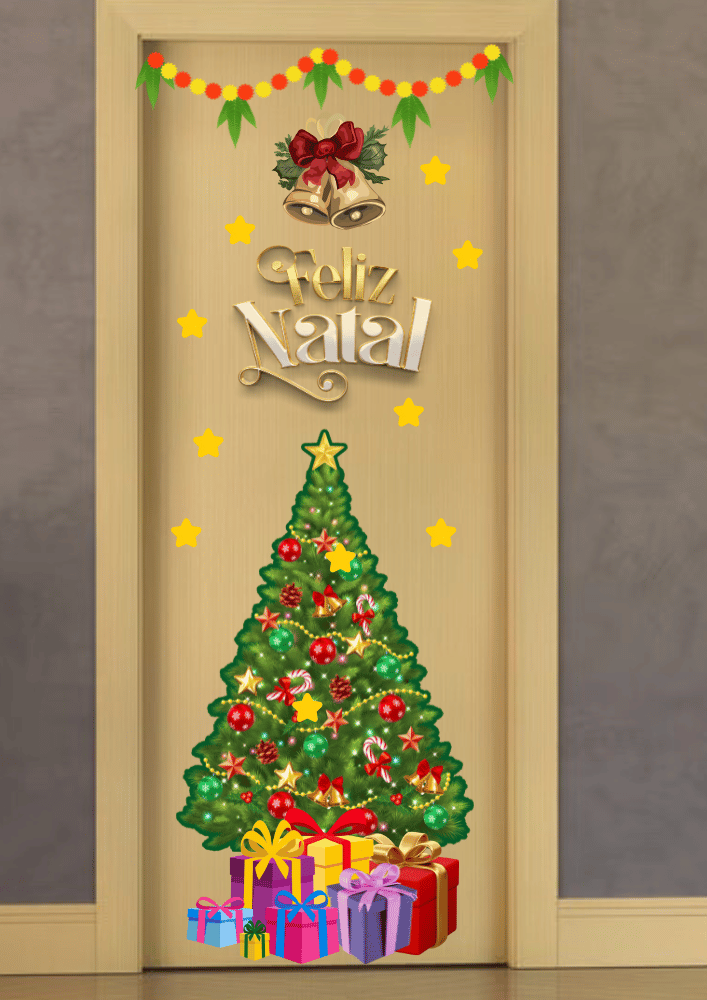 Painel porta natal imprimir árvore de natal grande