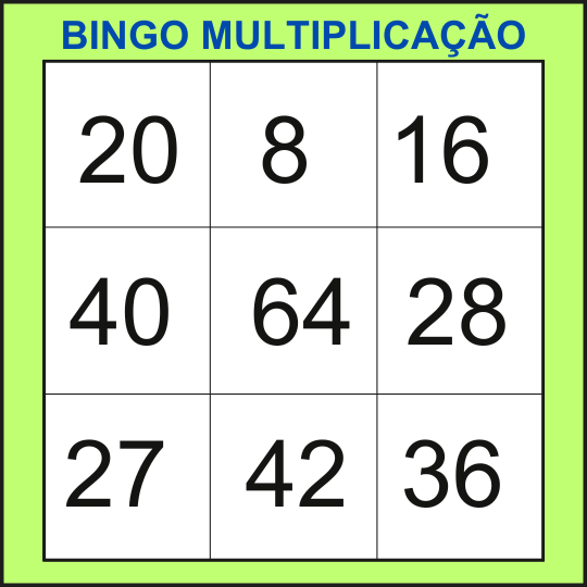 bingo da multiplicação cartela 1