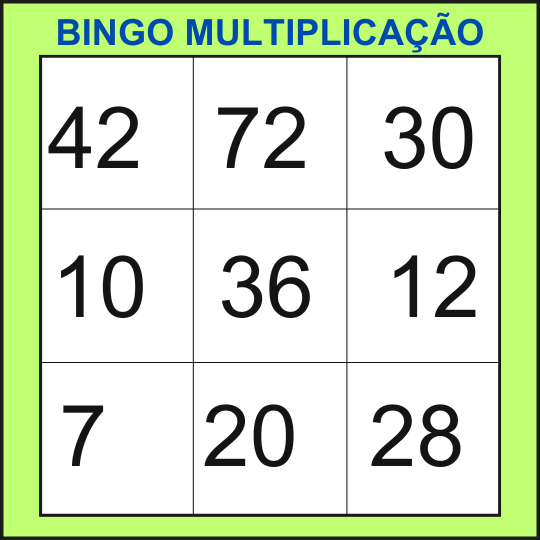 bingo da multiplicação cartela 11