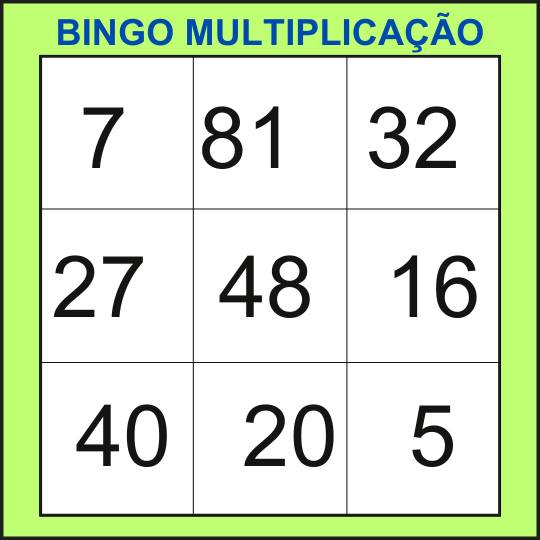 bingo da multiplicação cartela 12