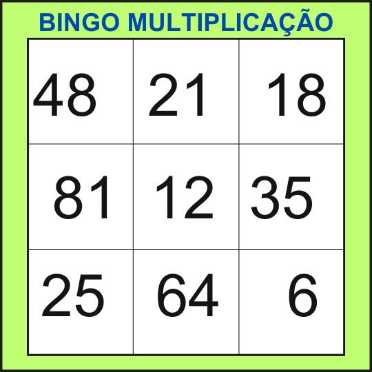 bingo da multiplicação cartela 13