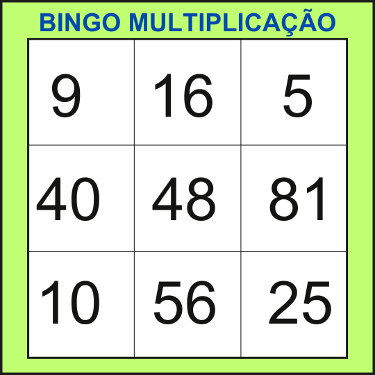 bingo da multiplicação cartela 14