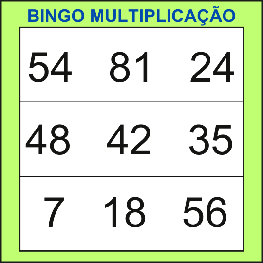 bingo da multiplicação cartela 17