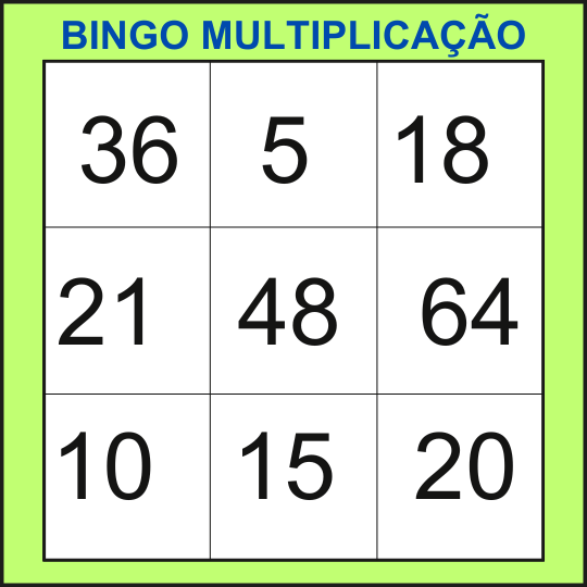 bingo da multiplicação cartela 19