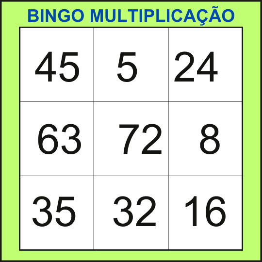 bingo da multiplicação cartela 2