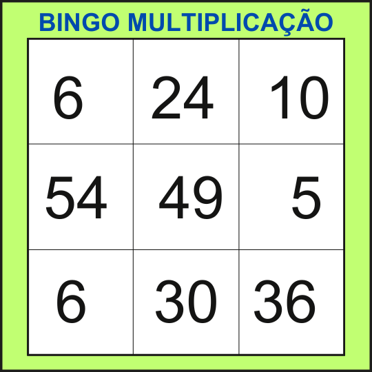 bingo da multiplicação cartela 20