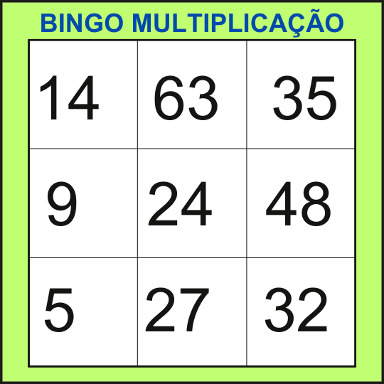 bingo da multiplicação cartela 25