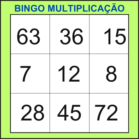 bingo da multiplicação cartela 26