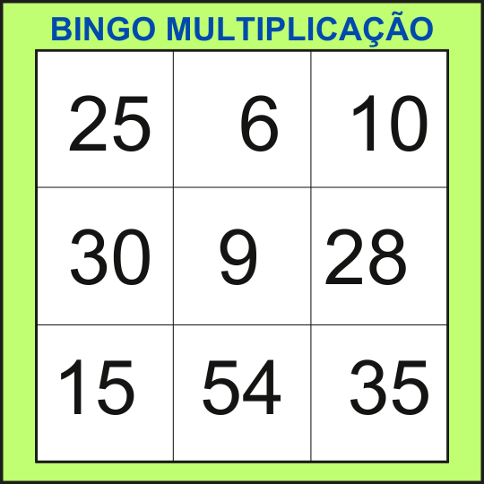 bingo da multiplicação cartela 27