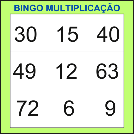 bingo da multiplicação cartela 29