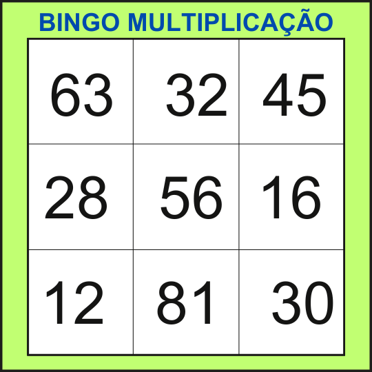 bingo da multiplicação cartela 30