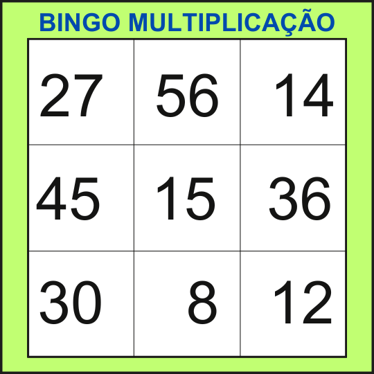 bingo da multiplicação cartela 6