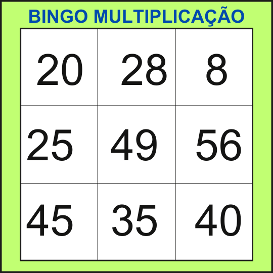 bingo da multiplicação cartela 8 para imprimir