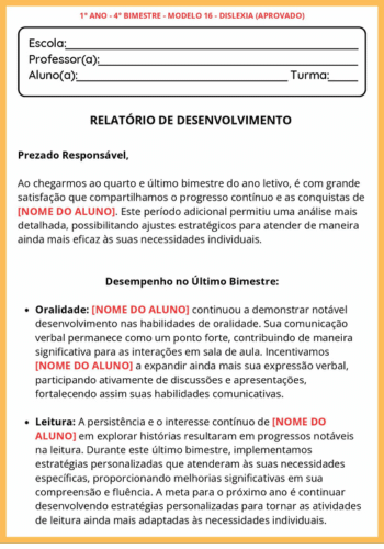 Relatórios Bimestrais 1º, 2º, 3º, 4º e 5º Ano Fundamental